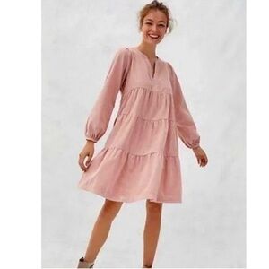 Pilcro Tiered Corduroy Pink Laney Dress